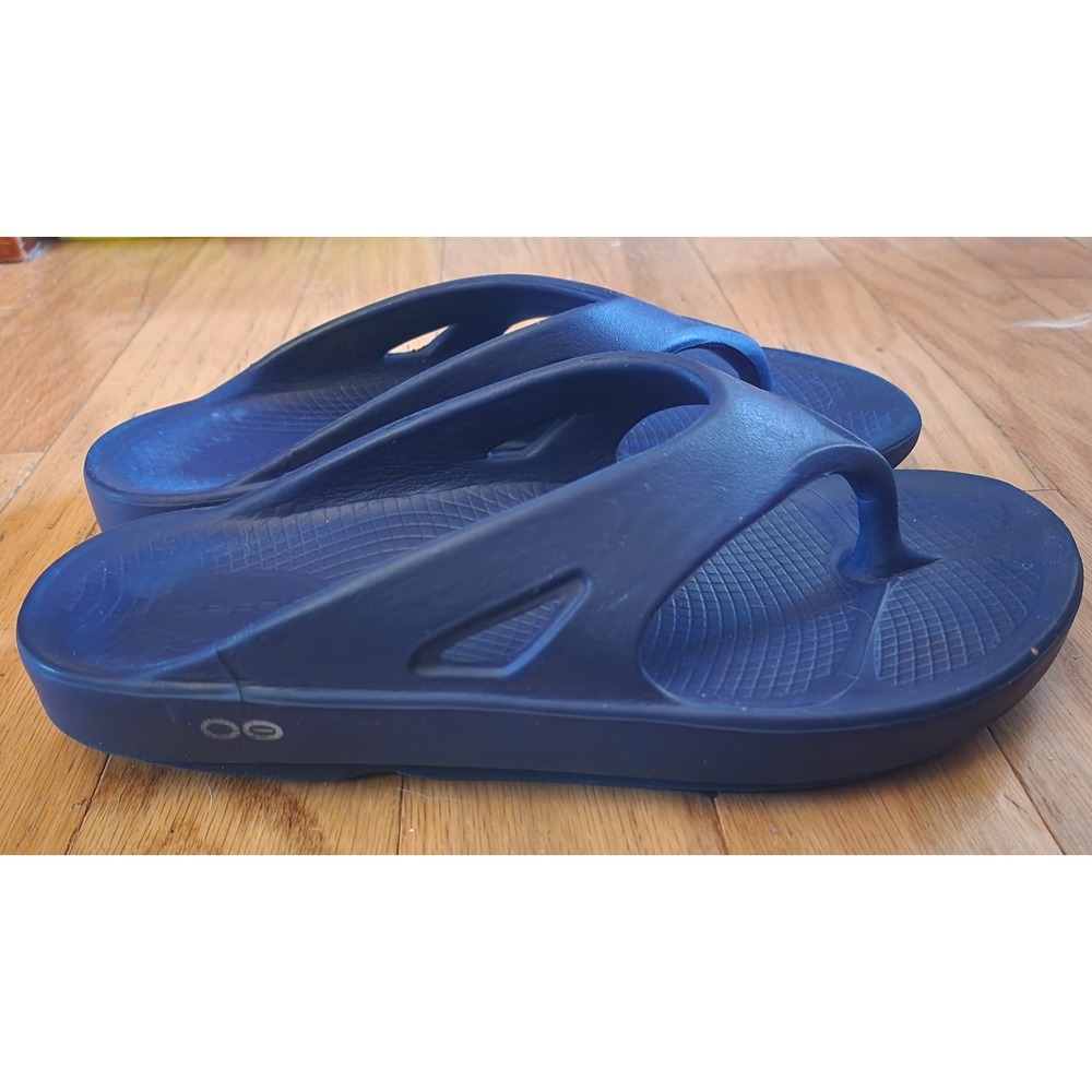 OOFOS Women's Blue Oofoam Thong Sandals Flip Flops Comfort Recovery Wms 10 Men 8 - Picture 8 of 12